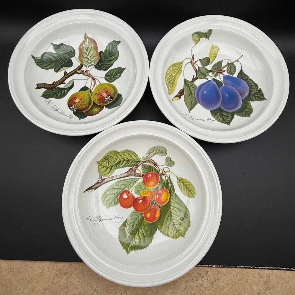 Vintage Portmeirion Pomona Fruit Pasta Bowls Set of 3  9